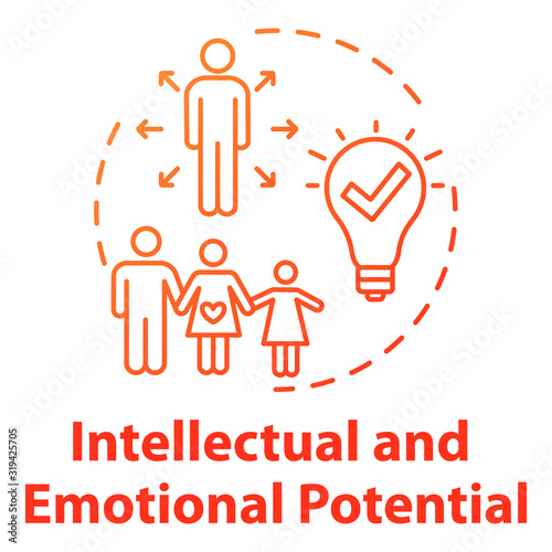 Intellectual and emotional potential concept icon. Live full life. Positive impact on others. Happy being idea thin line illustration. Vector isolated outline RGB color drawing