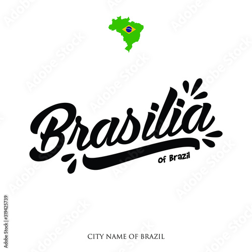 Brazilian city name, Brazil maap vector illustration