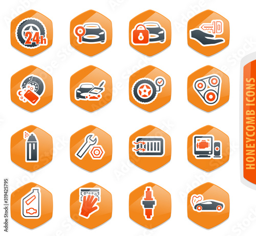 Car shop icons set