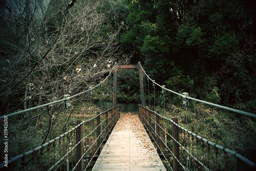 Fototapeta Naklejka Na Ścianę i Meble -  公園の中にある吊り橋