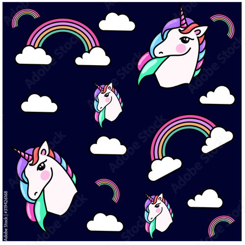 set of vector icons unicorn