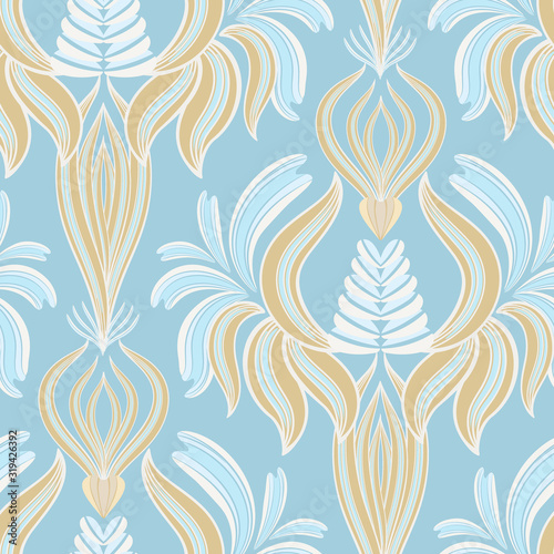 Damask seamless pattern. Classical floral luxury old fashioned ornament, vector