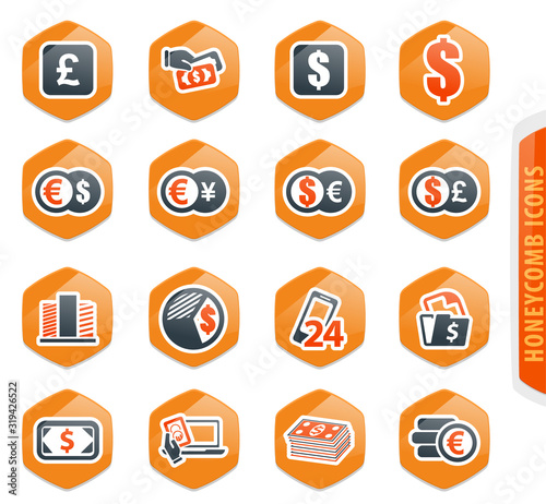 Currency exchange icons set