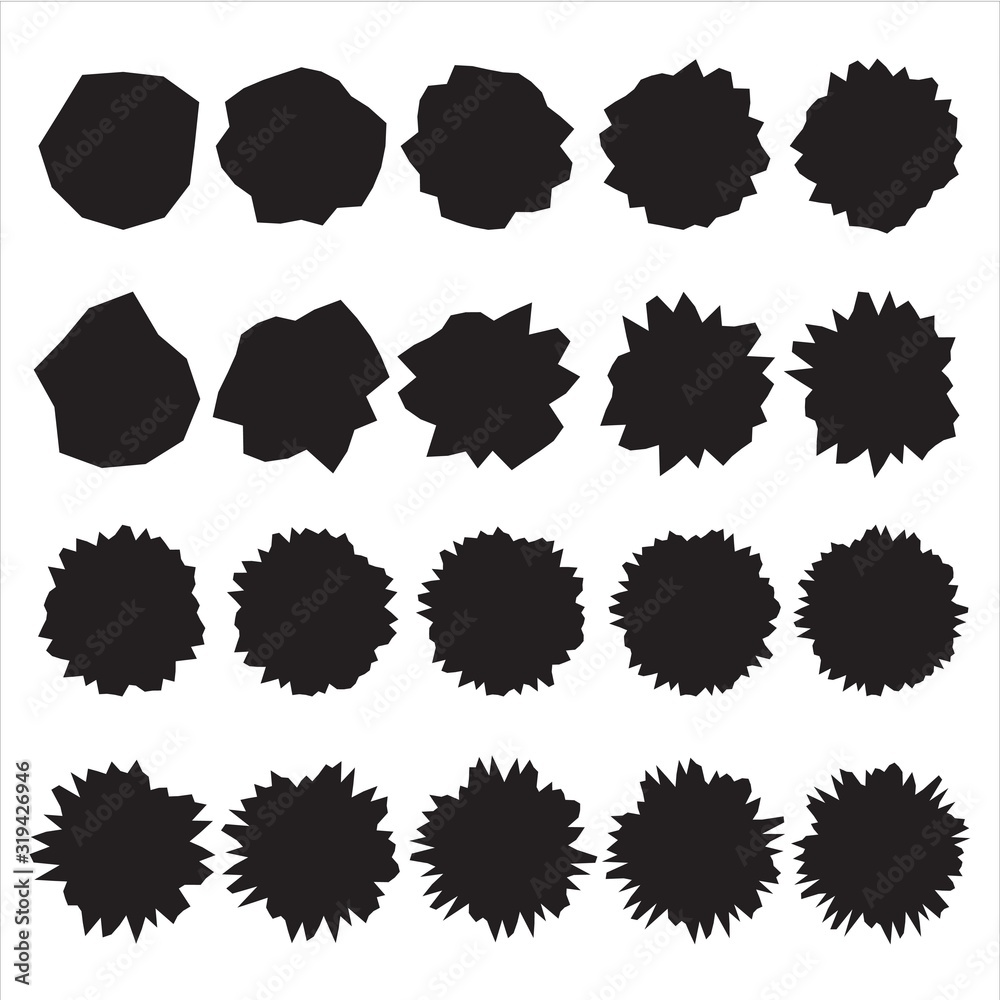 Irregular form badges set. Black rough shapes collection Stock Vector ...