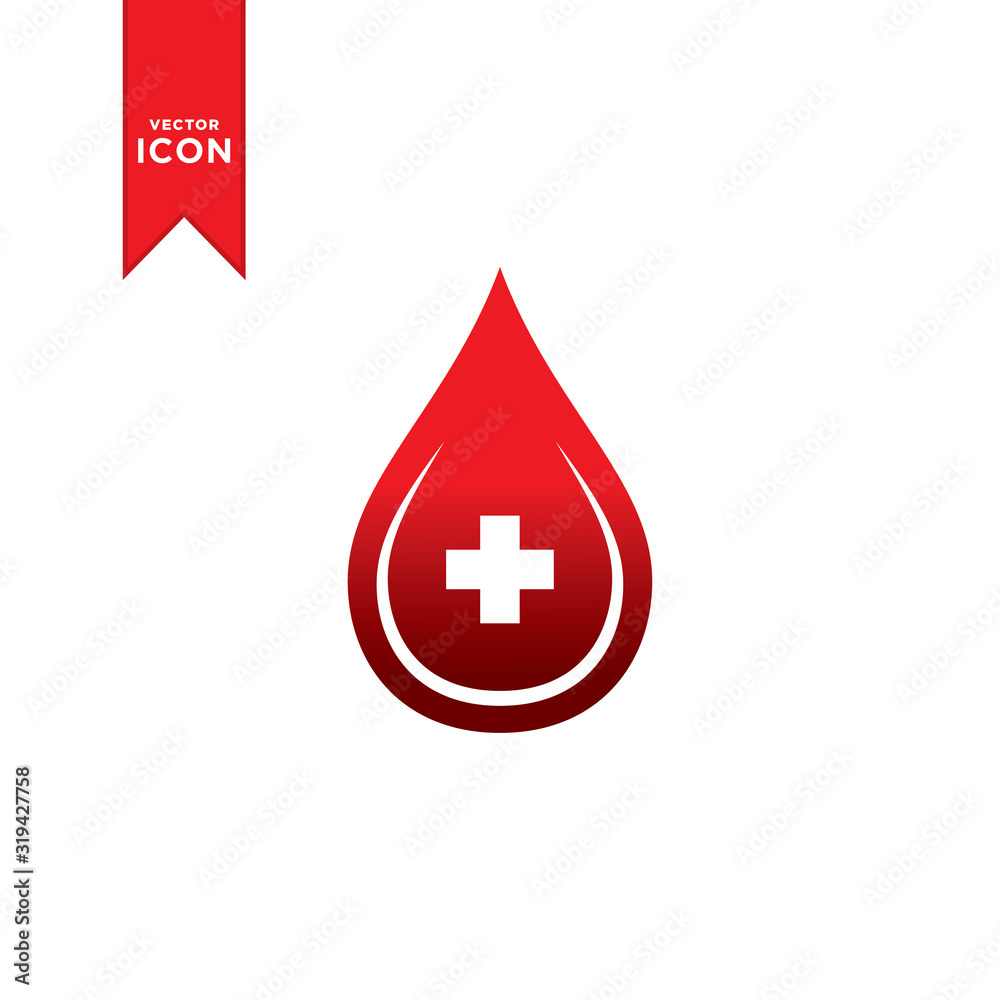 Blood drop icon vector. Red drop icon design on white background. Blood drop icon vector. Red drop icon design on white background.