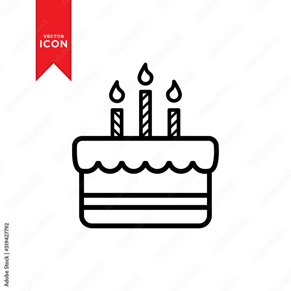 Birthday cake icon vector. Simple design on white background. Birthday cake icon vector. Simple design on white background.
