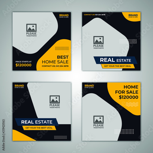 Modern house real estate sale social media banner template