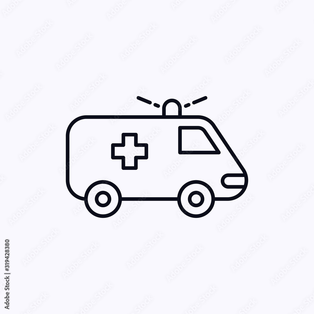 Ambulance icon thin isolated on white background Ambulance icon thin isolated on white background