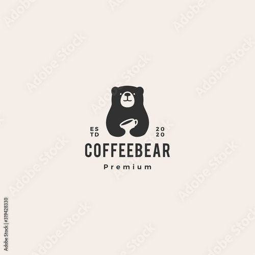 bear coffee logo vector icon illustration hipster retro vintage