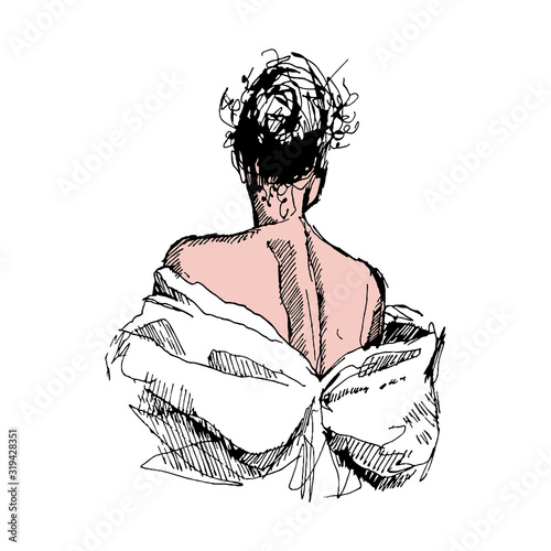 Vector illustration of the young woman in dress
