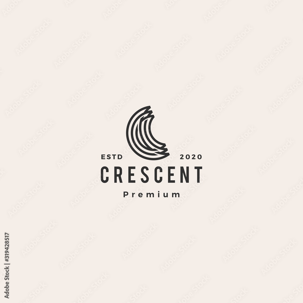 Fototapeta premium c letter moon crescent logo vector icon illustration hipster retro vintage