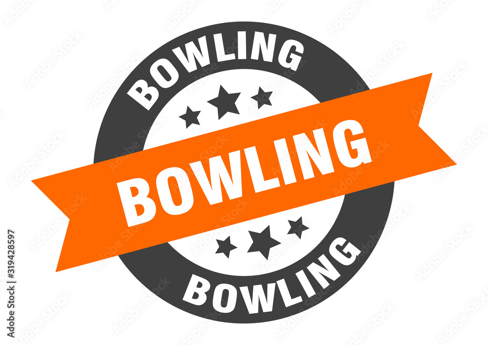 Fototapeta premium bowling sign. bowling round ribbon sticker. bowling tag