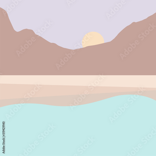 Vector Illustration of beach and mountains © Милана Орляцкая