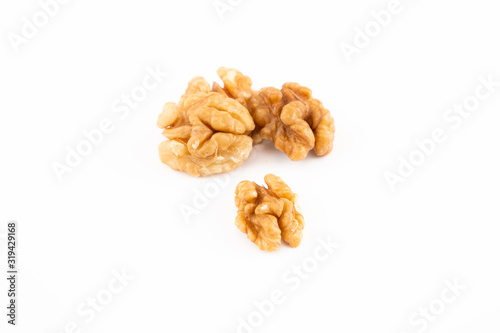 Walnuts on the white background