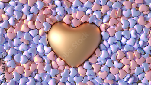Big heart, beautiful Valentine's day card background! 3d illustration, 3d rendering.