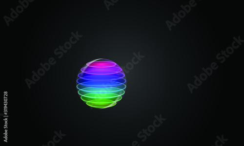 Abstract Rainbow Sphere on Black Background © Deidre