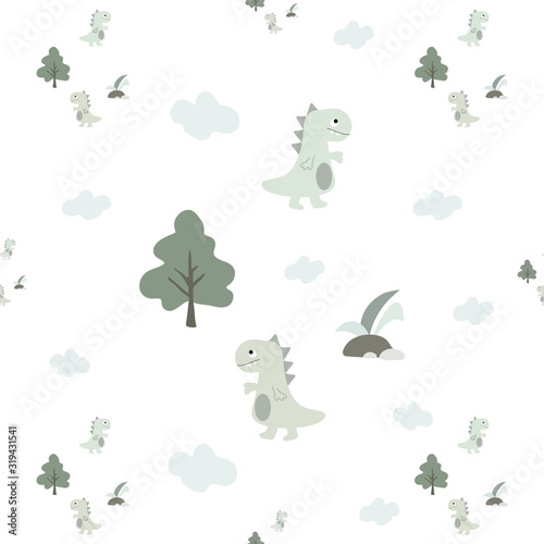 Seamless pattern with dinosaurs.