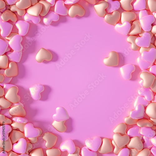 Beautiful background with hearts  Happy Valentine s Day  3d illustration  3d rendering.
