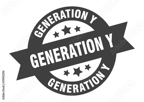 generation y sign. generation y round ribbon sticker. generation y tag