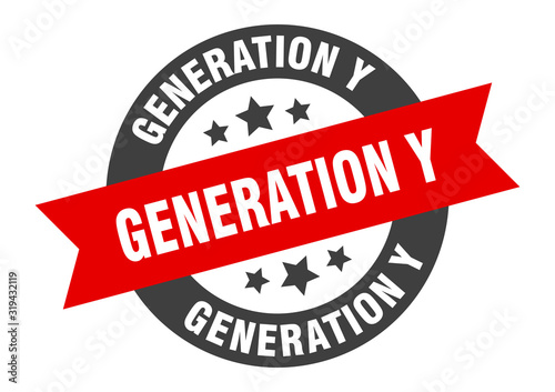 generation y sign. generation y round ribbon sticker. generation y tag