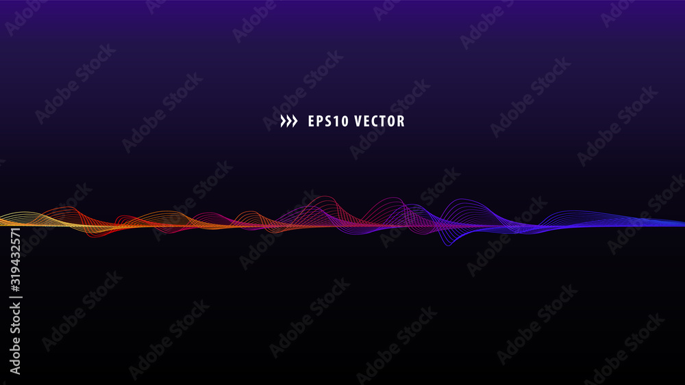 Abstract Futuristic Background with Multicolored Wavy Lines. Aspect Ratio 16:9. EPS10 Vector.