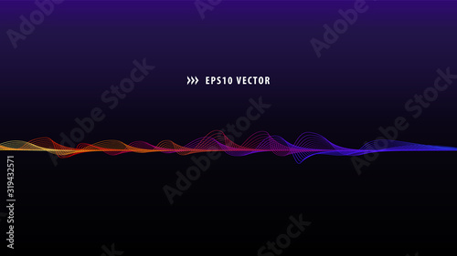 Abstract Futuristic Background with Multicolored Wavy Lines. Aspect Ratio 16:9. EPS10 Vector.