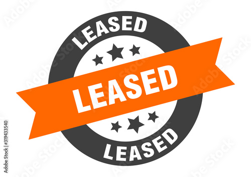 leased sign. leased round ribbon sticker. leased tag