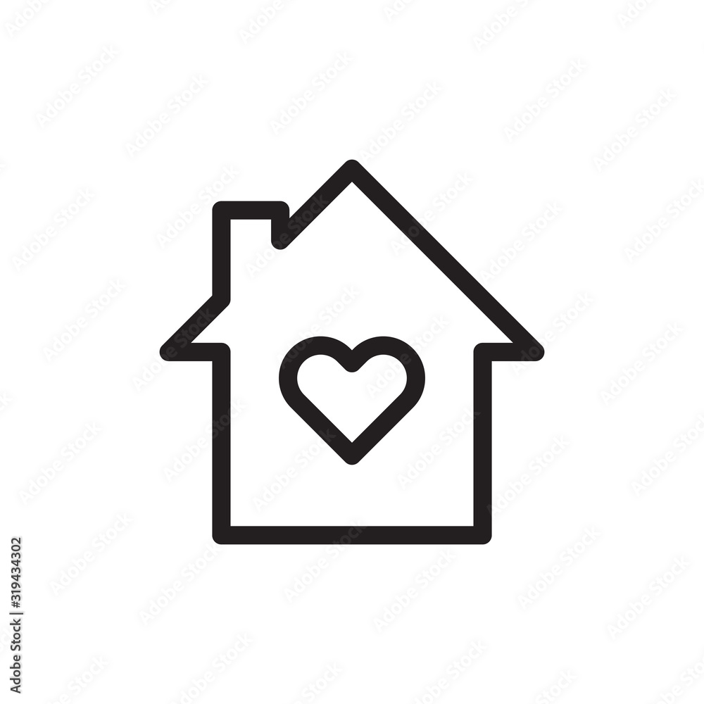 House of Love Trendy Icon Design, Charity and Donation, Volunteer center, Vector Outline Icons