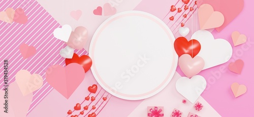 Wallpaper Mural Pastel of hear balloon and music note theme for your design. Blank frame for mock up. Happy Valentine's Torontodigital.ca