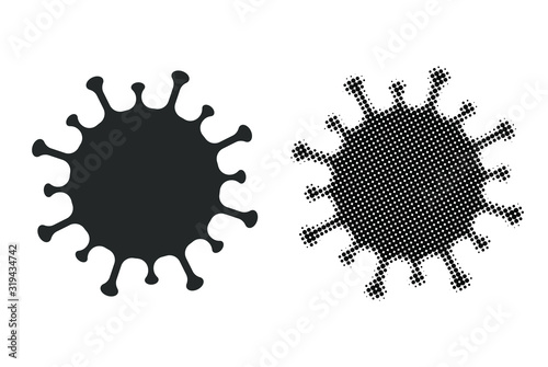 MERS Corona Virus icon shape. biological hazard risk logo symbol. Contamination epidemic virus danger sign. vector illustration image. Isolated on white background.  photo
