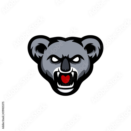 Angry koala head mascot logo vector illustration  being angry looking at his teeth  suitable for the mascot logo of the sports team  e sport team and etc.