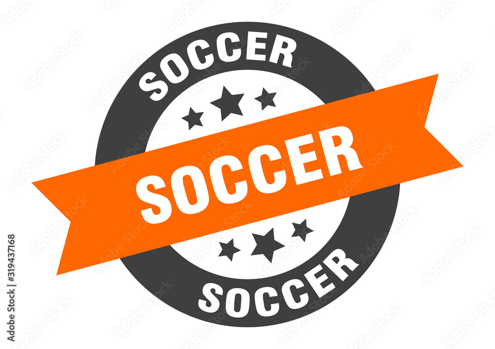 Fototapeta premium soccer sign. soccer round ribbon sticker. soccer tag