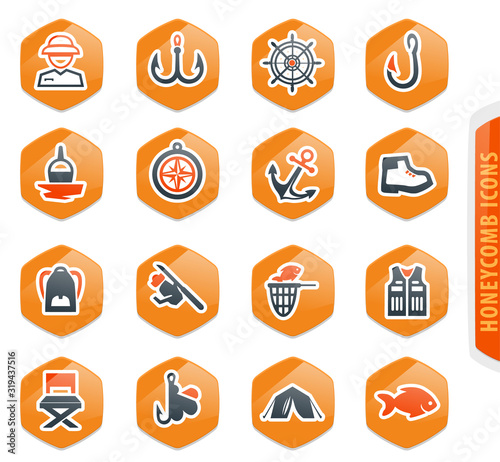 Fishing icons set