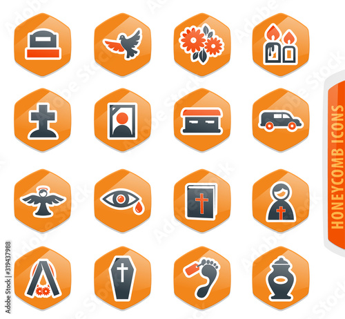 Funeral service icons set