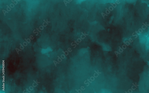 Fototapeta Naklejka Na Ścianę i Meble -  Horizontal dark green background for portrait or food photography. Panoramic studio backdrop. Monochromatic screen. Artistic banner, texture and grunge graphic design. Free copy space. Floating frame