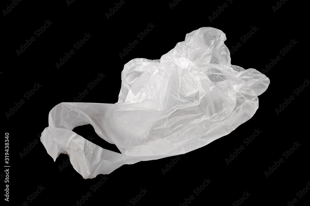 Plastic bag isolated on black background
