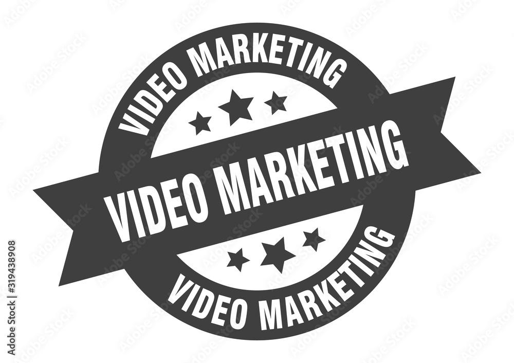 video marketing sign. video marketing round ribbon sticker. video marketing tag