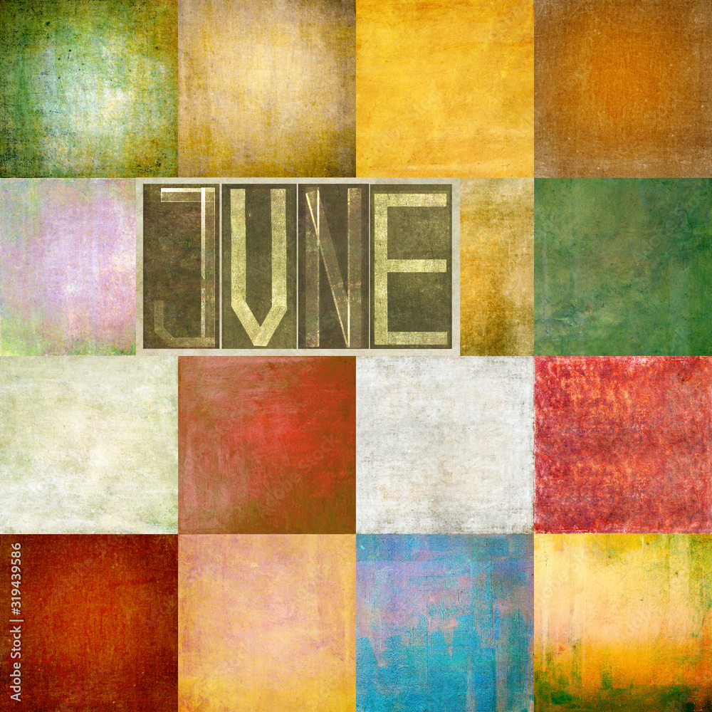 Textured, geometric image depicting the month of June. All twelve months available.