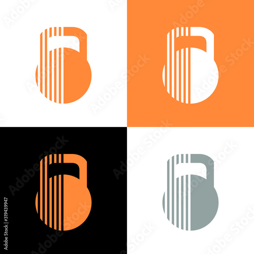 Abstract kettlebell icon design, gym logo template