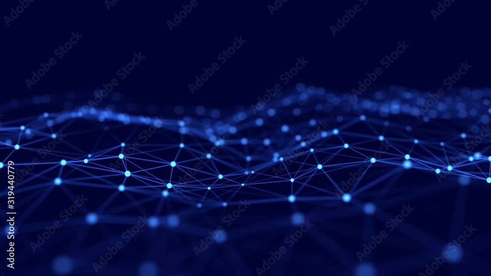 Abstract technology background. Network connection structure. Big data digital blue background. 3d rendering. Seamless loop.