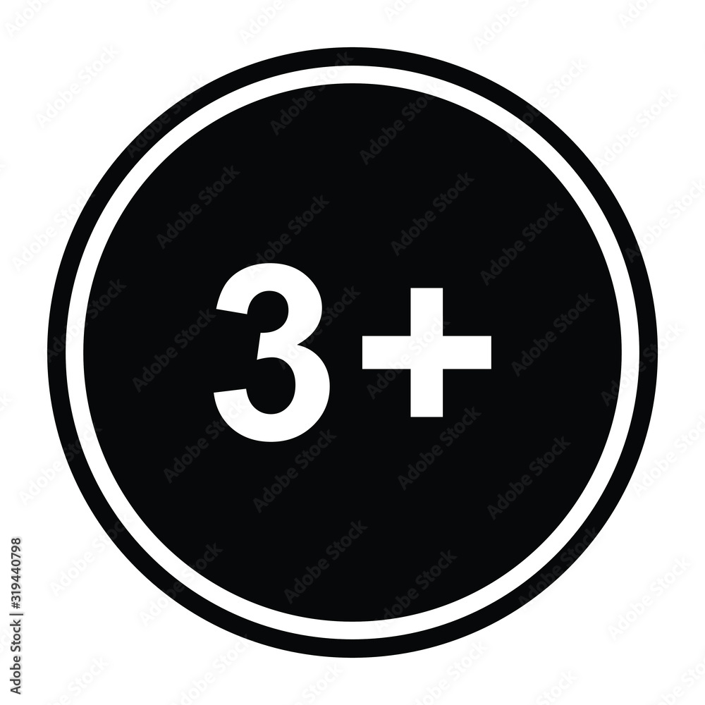 3 plus icon. black vector 3 + plus sign 3 plus icon. black vector 3 + plus sign