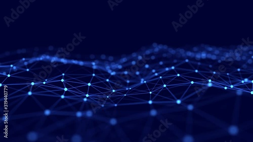 Abstract technology background. Network connection structure. Big data digital blue background. 3d rendering. Seamless loop.
