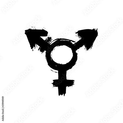 Transgender symbol. Vector grunge signs LGBT. Hand draw icons isolated on white background.