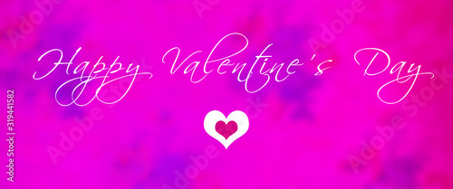 Happy Valentines Day Script over Pink and Purple Floral Pattern