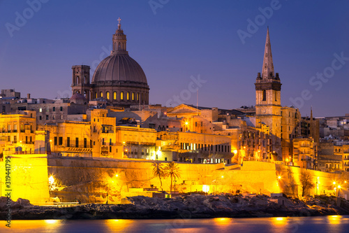 Beautiful architecture of the Valletta city on Malta at dawn