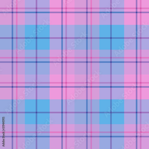 Seamless pattern in lovely pink, blue and purple colors for plaid, fabric, textile, clothes, tablecloth and other things. Vector image.