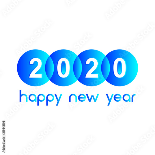 Happy new year 2020 Text Design vector. happy new year 2020