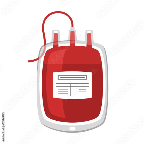 Full blood bag isolated on white background