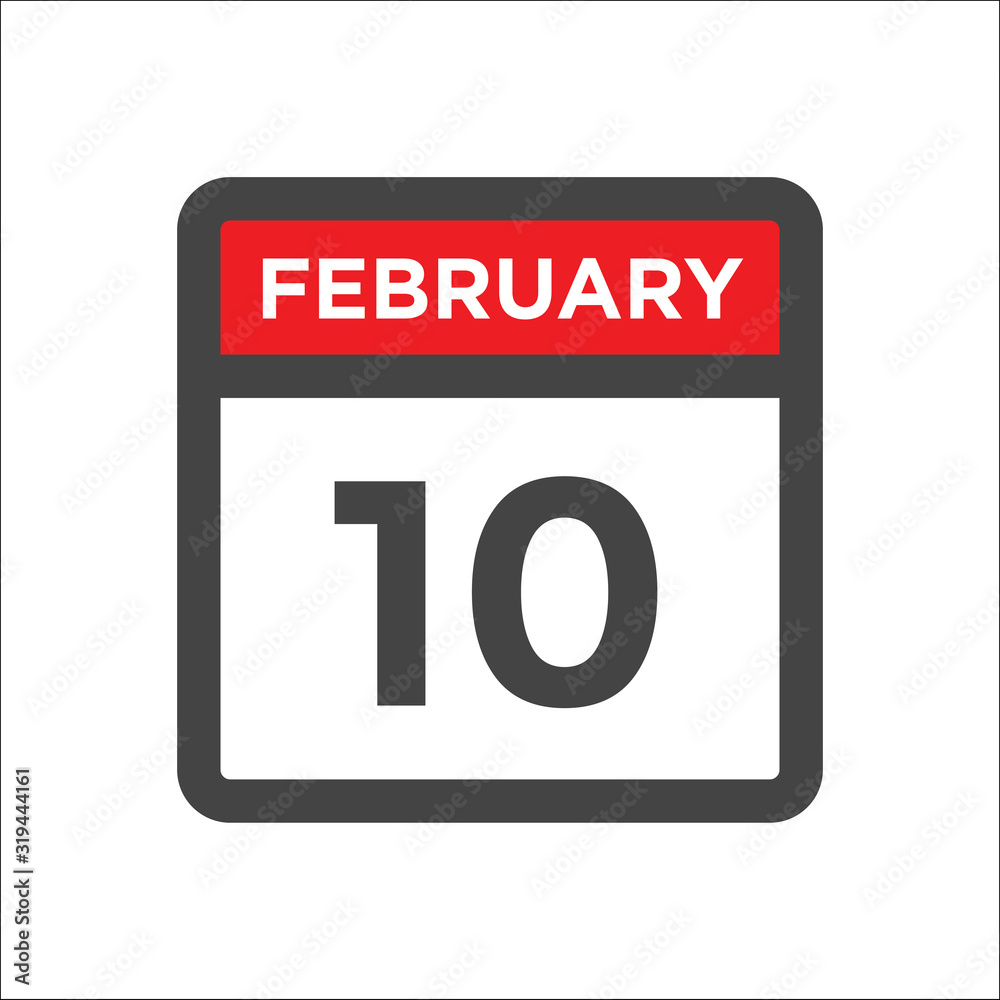 February 10 calendar icon with day of month February 10 calendar icon with day of month
