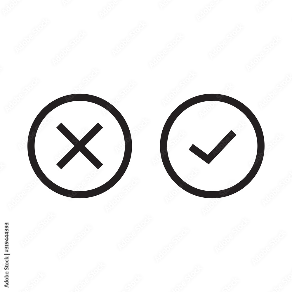 Yes or no. Success or defeat. Accepted or not accepted. True or false, checklist and cross mark Yes or no. Success or defeat. Accepted or not accepted. True or false, checklist and cross mark